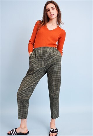 90'S CLASSY OVERSIZED HIGHWAISTED CHECKED TROUSERS