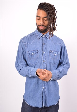 VINTAGE WRANGLER DENIM SHIRT BLUE