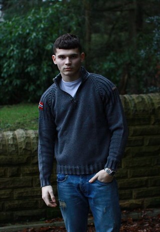 VINTAGE GREY NAPAPIJRI 1/4 ZIP SWEATSHIRT