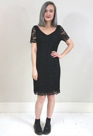 VINTAGE 90'S BLACK LACE MINI DRESS