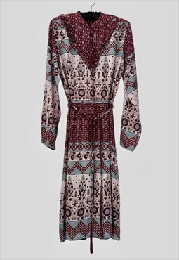 70's Vintage Indian Cotton Ladies Long Sleeve Lurex Dress