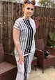 HUMBUG STYLE STRIPE 80S FINE KNIT SKIRT SUIT 