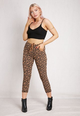 Brown and Black Slim Trousers ONE SIZE FIT (8 to 12)