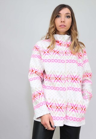 VINTAGE RETRO OVERSIZED OLD NAVY PATTERNED FLEECE