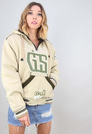 VINTAGE RETRO OVERSIZED G-STAR TEDDY FLEECE LINED HOODIE