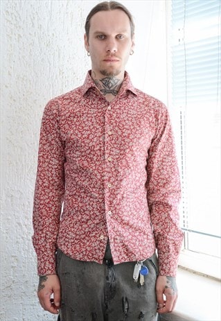 Vintage Red Patterned Cotton Shirt