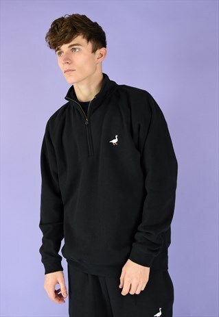 G&G UNISEX BLACK 1/4 GOOSE SWEAT