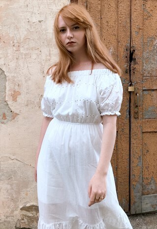 CROCHET OFF-THE-SHOULDER MAXI DRESS