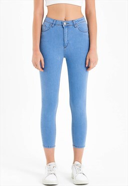 High Waisted Skinny Fit Jeans in Blue