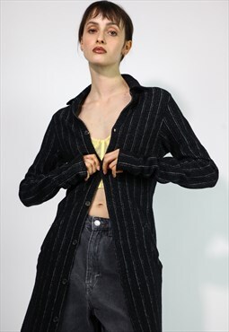 Vintage Yohji Yamamoto Wool Cardigan Shirt Coat in Black XXS