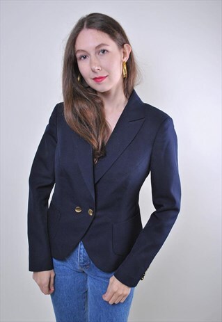 90S CASUAL SUIT WOMAN BLUE BLAZER FOR WORK, SIZE M