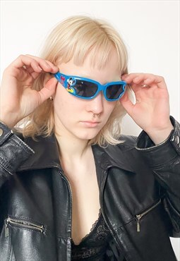 Vintage Y2K rave sunglasses in blue