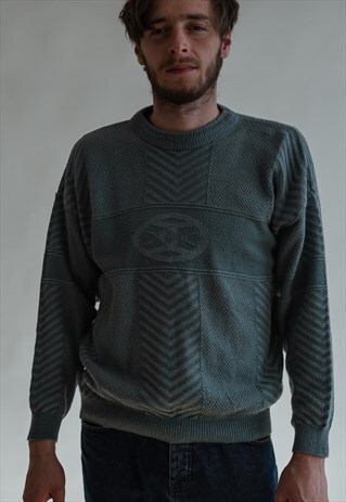 VINTAGE 80S FUNKY JUMPER IN PASTEL GREEN