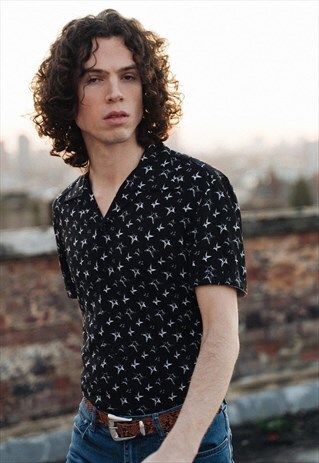 MENS SALONE STAR RETRO CUBAN COLLAR SHIRT