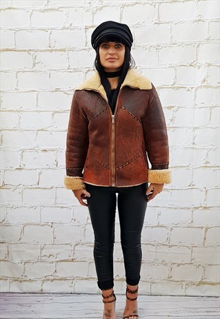VINTAGE BROWN LEATHER/SHEEPSKIN JACKET
