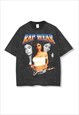 Black Washed KYLIE oversized fans T shirt tee Football Y2k