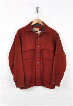 Vintage Striped Overshirt Jacket Red Medium