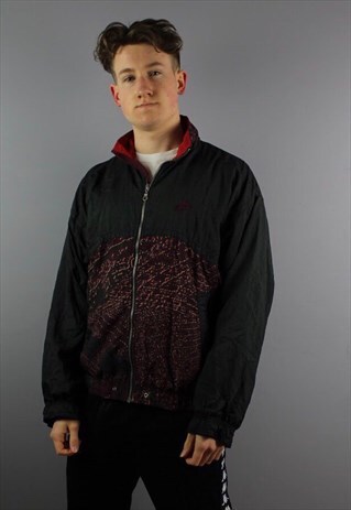 VINTAGE NIKE NYLON WINDBREAKER IN BLACK WITH EMBROIDERED LOG