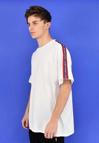 G&G UNISEX WHITE S/S R,B RIBBON TEE