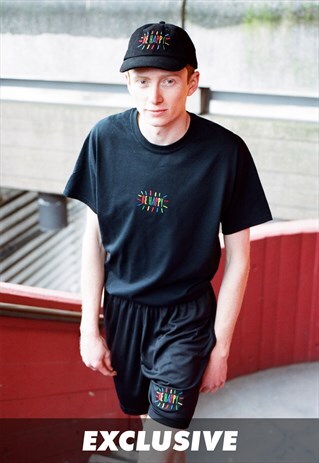 EXCLUSIVE BLACK SHORTS WITH BE HAPPY EMBROIDERY