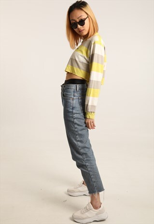 VINTAGE LACOSTE EMBROIDERED LOGO CROPPED SWEATSHIRT