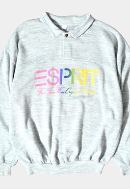Vintage Esprit Sweatshirt Button Up Print Grey