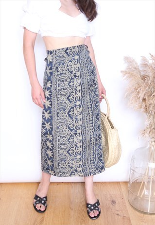 VINTAGE 90S BOHO WRAP MIDI SKIRT