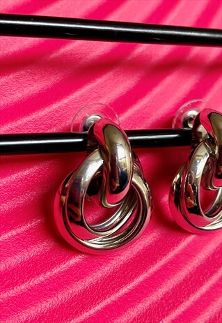 VINTAGE INSPIRED EARRINGS IRREGULAR CIRCLE SHAPE IN SILVER