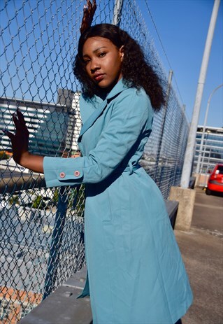 BLUE TEAL LONG TRENCH COAT