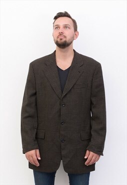 HUGO BOSS Artemis Vintage UK 44 Blazer Houndstooth Tweed XL