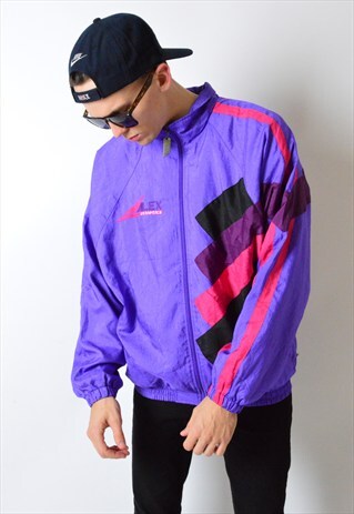 VINTAGE 90S COLOUR BLOCK SHELL TRACK JACKET
