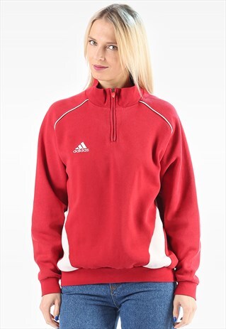 RED ADIDAS HALF ZIP SWEATSHIRT