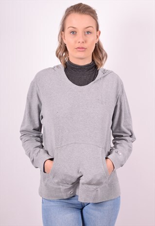 CHAMPION WOMENS VINTAGE HOODIE JUMPER LARGE GREY 90S