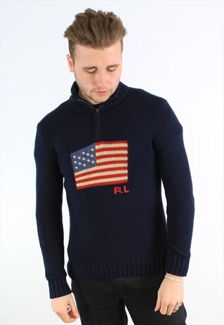 RALPH LAUREN POLO FLAG KNITTED HALF-ZIP JUMPER