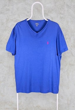 Blue Polo Ralph Lauren T Shirt V Neck Large