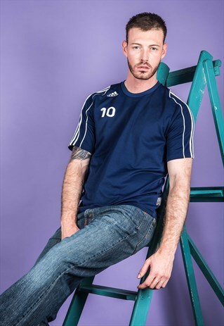VINTAGE 1990S NAVY BLUE ADIDAS FOOTBALL SHIRT