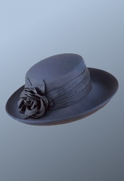 Vintage Navy Blue Occasion Ascot Hat