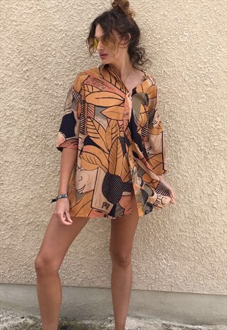 PATTERNED OVERSIZED RETRO VINTAGE UNISEX FESTIVAL SHIRT