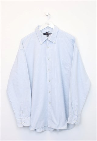 Vintage Tommy Hilfiger striped shirt in blue. Best fits XL