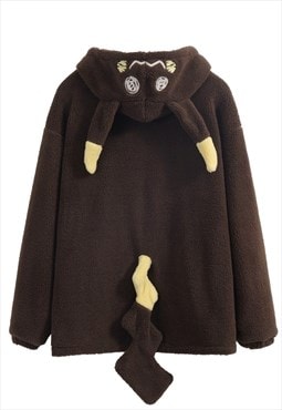 Rabbit fleece jacket animal cosplay bomber in brown