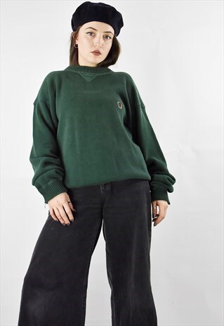 SNUG VINTAGE UNISEX TOMMY HILFIGER DARK GREEN KNITTED JUMPER