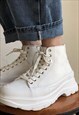 CHUNKY SOLE HIGH TOPS PLATFORM SNEAKERS SKATER SHOES WHITE