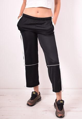 NIKE WOMENS VINTAGE TRACKSUIT TROUSERS LARGE BLACK 90S