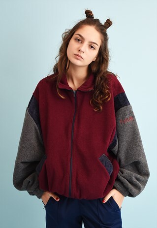 80'S RETRO SPORTS ATHLEISURE FLEECE BOMBER JACKET