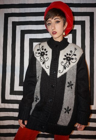 VINTAGE 80'S MOHAIR MIX LINED CARDIGAN