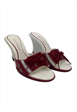 Vintage Red Y2K / 2000s Leather Wedge Sandals