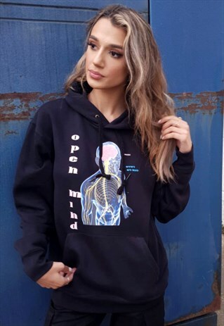 CLASSIC FIT HOODIE IN BLACK WITH VIBRANT X-RAY PRINT