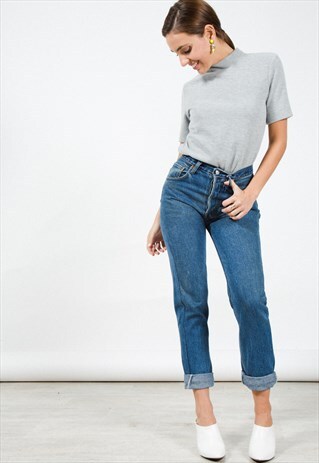 VINTAGE 80S LEVI'S 501 SLIM FIT JEANS DARK WASH / 0199