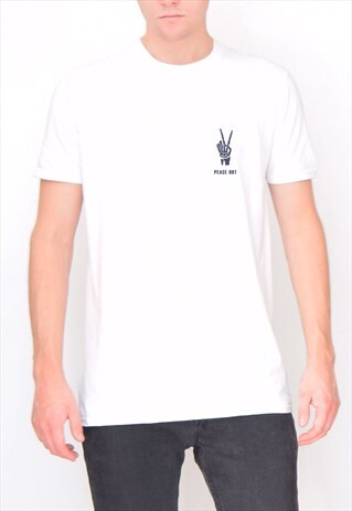 WHITE PEACE OUT (NAVY) T-SHIRT