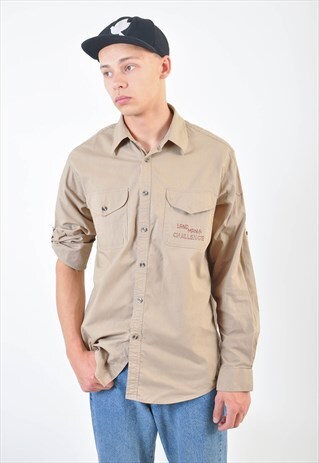 VINTAGE MILITARY STYLE SHIRT IN BROWN
